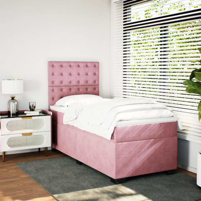 Boxspring met matras fluweel roze 100x200 cm