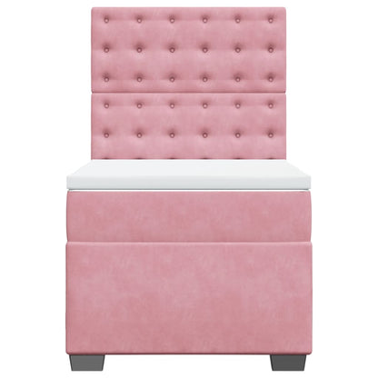 Boxspring met matras fluweel roze 100x200 cm
