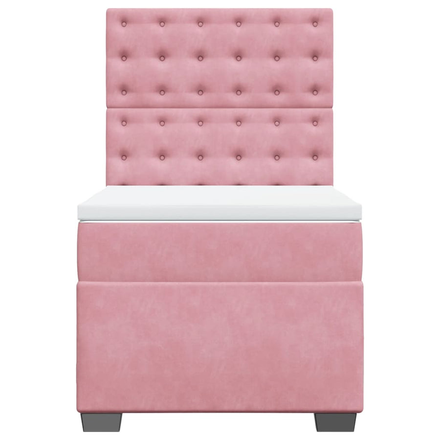 Boxspring met matras fluweel roze 100x200 cm