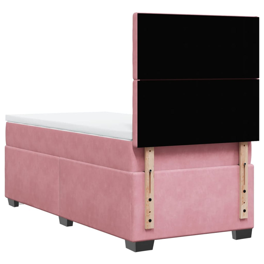 Boxspring met matras fluweel roze 100x200 cm