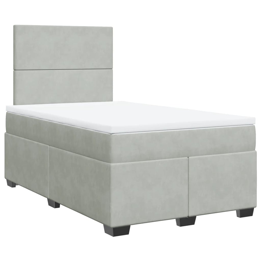 Boxspring met matras fluweel lichtgrijs 120x190 cm