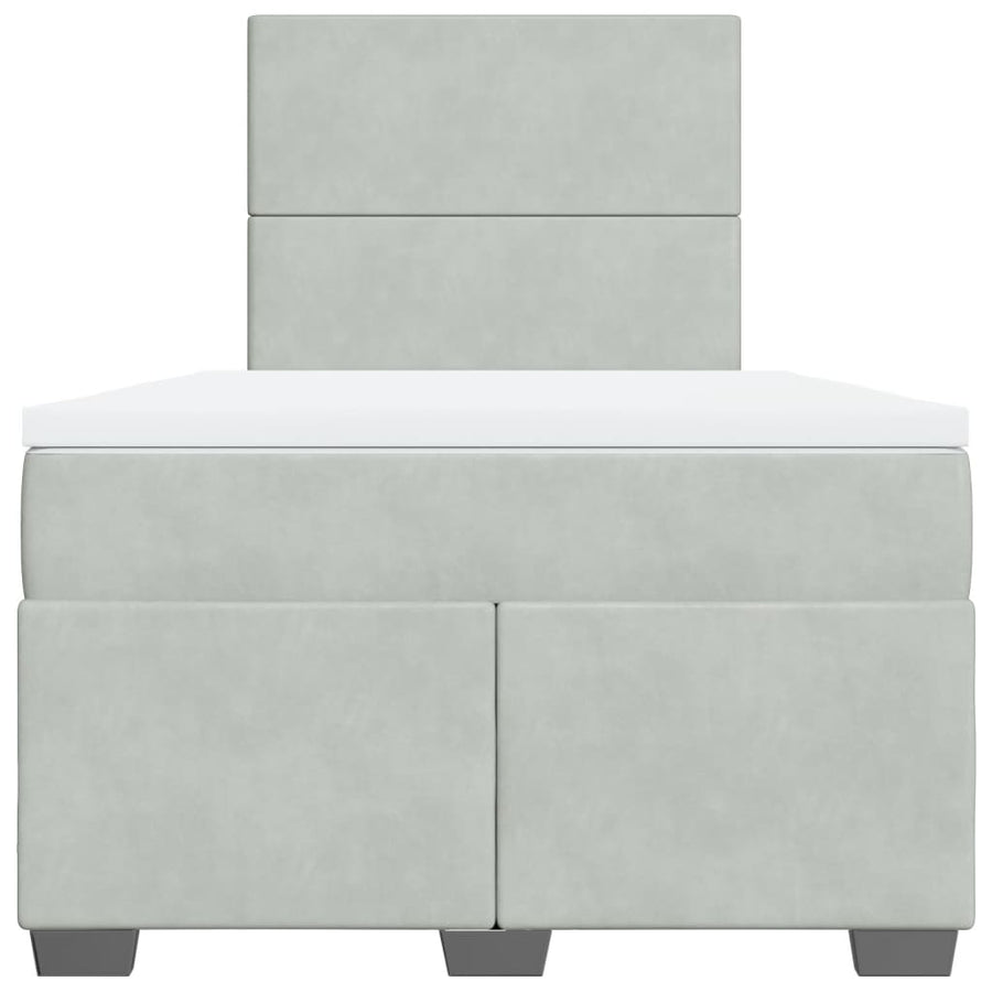 Boxspring met matras fluweel lichtgrijs 120x190 cm