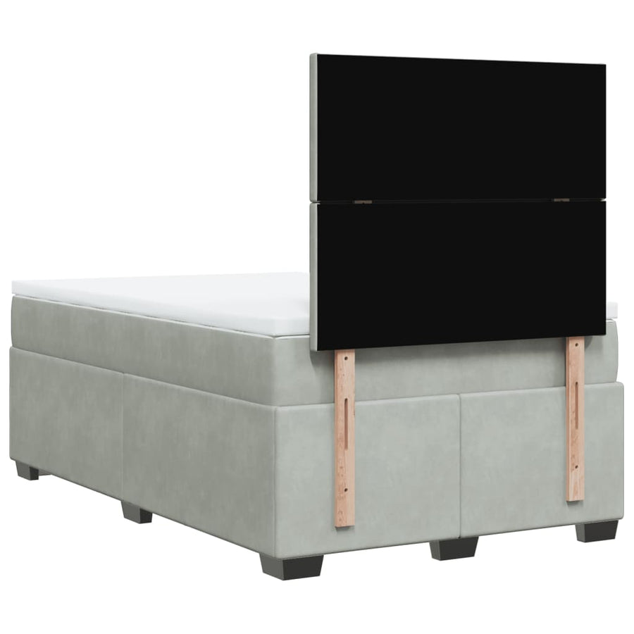 Boxspring met matras fluweel lichtgrijs 120x190 cm