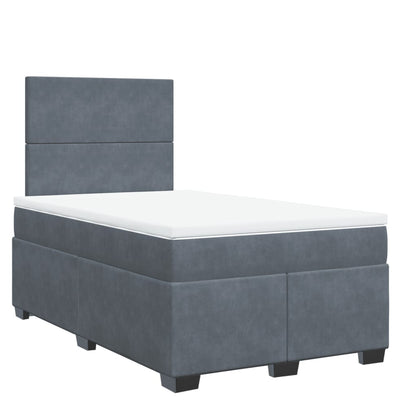 Boxspring met matras fluweel donkergrijs 120x190 cm