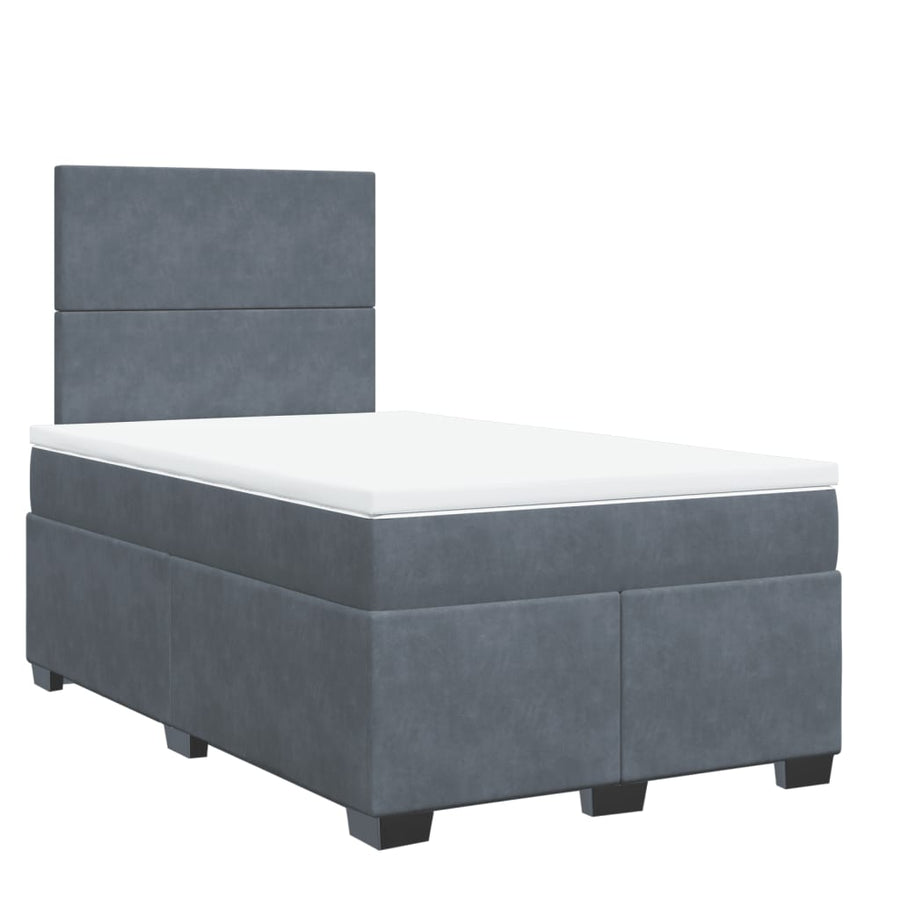 Boxspring met matras fluweel donkergrijs 120x190 cm