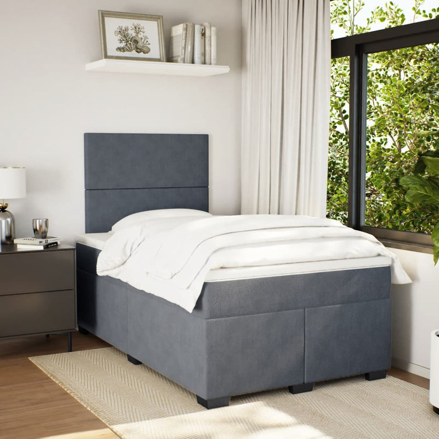 Boxspring met matras fluweel donkergrijs 120x190 cm