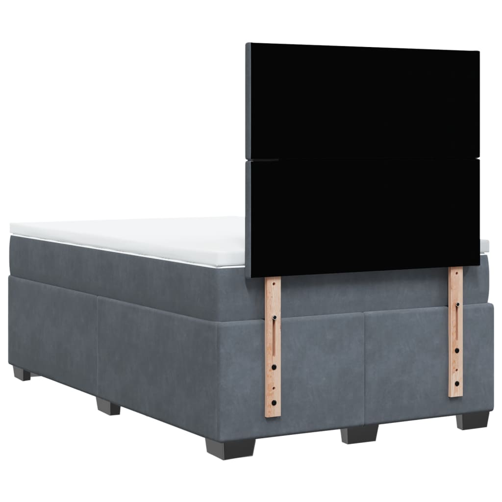 Boxspring met matras fluweel donkergrijs 120x190 cm