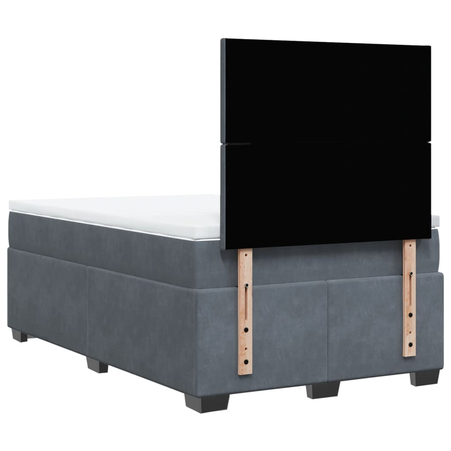 Boxspring met matras fluweel donkergrijs 120x190 cm