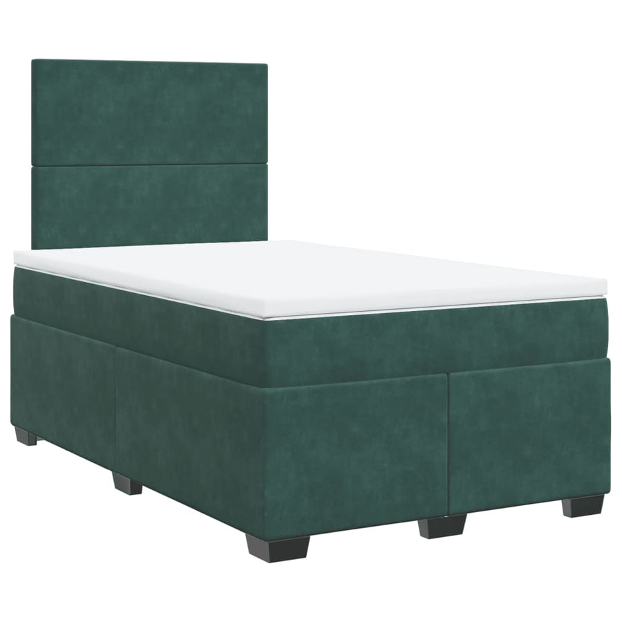 Boxspring met matras fluweel donkergroen 120x190 cm