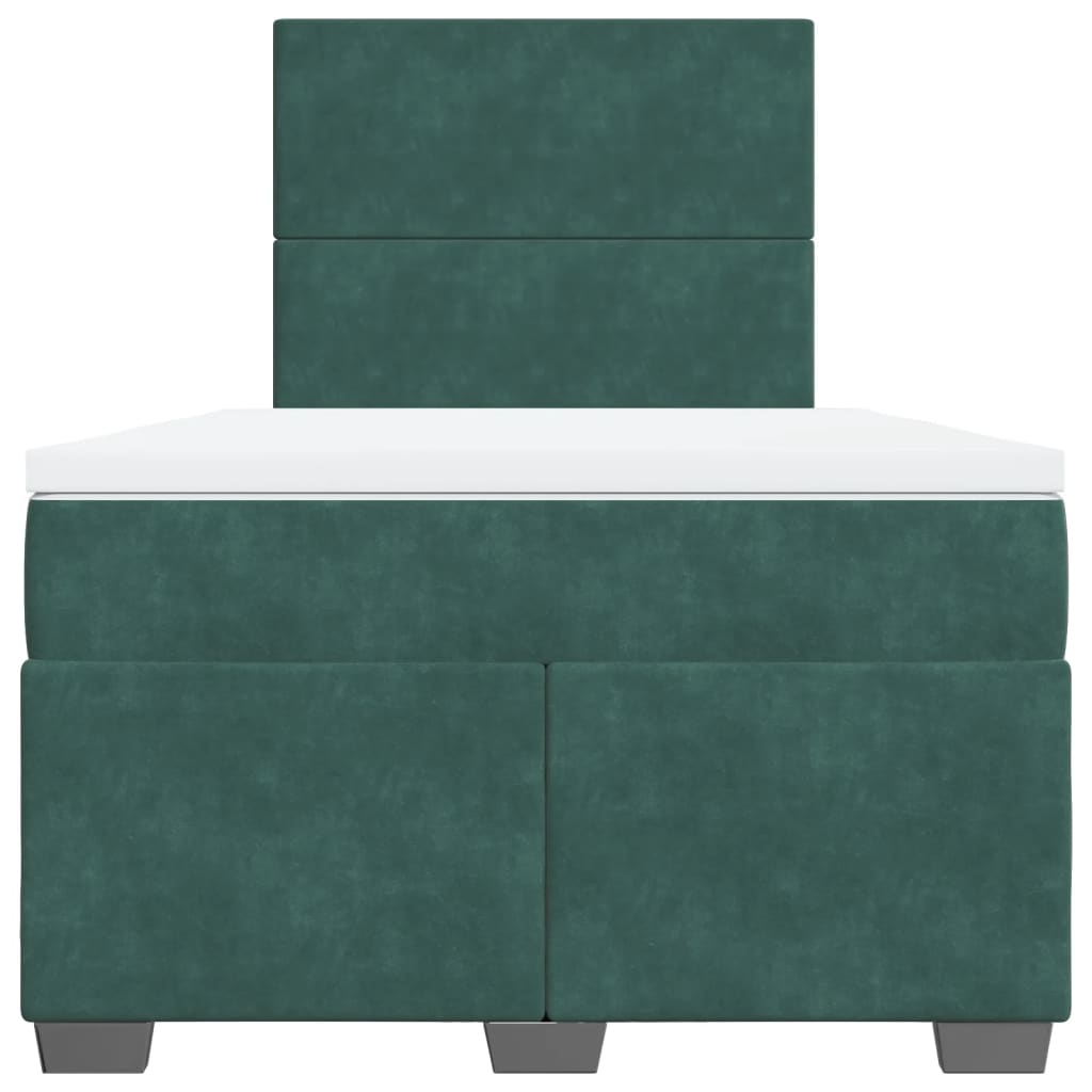 Boxspring met matras fluweel donkergroen 120x190 cm