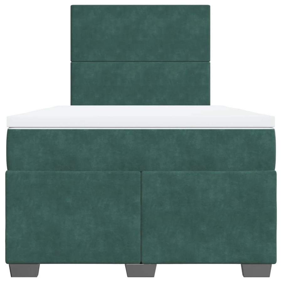 Boxspring met matras fluweel donkergroen 120x190 cm