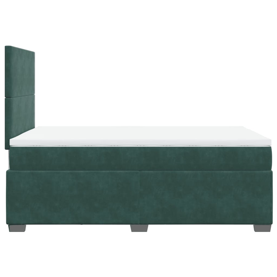 Boxspring met matras fluweel donkergroen 120x190 cm