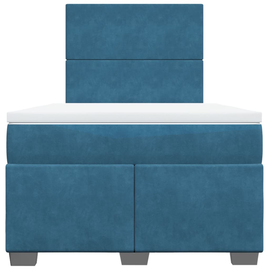 Boxspring met matras fluweel blauw 120x190 cm