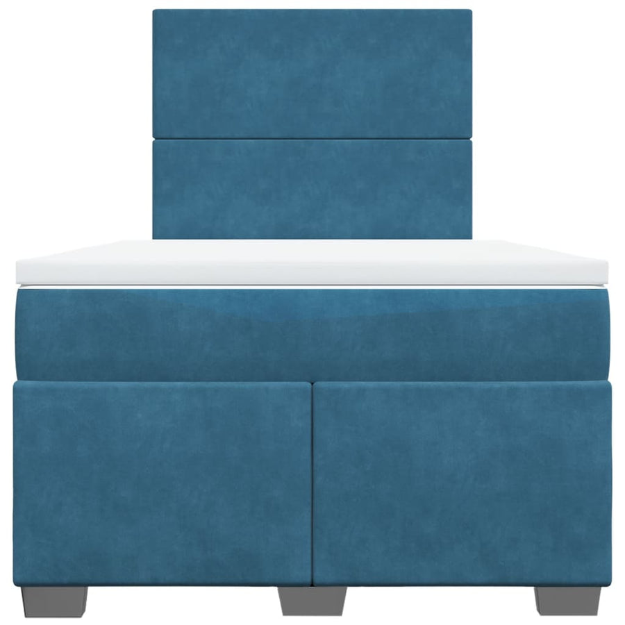 Boxspring met matras fluweel blauw 120x190 cm