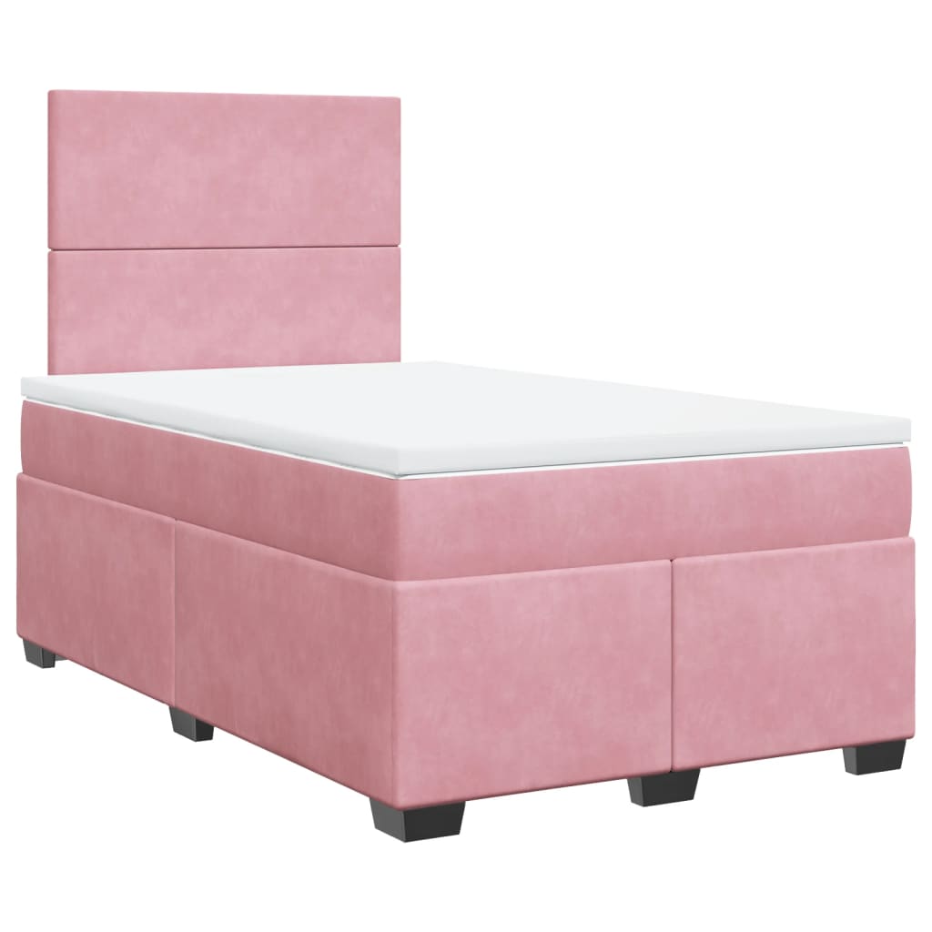 Boxspring met matras fluweel roze 120x190 cm