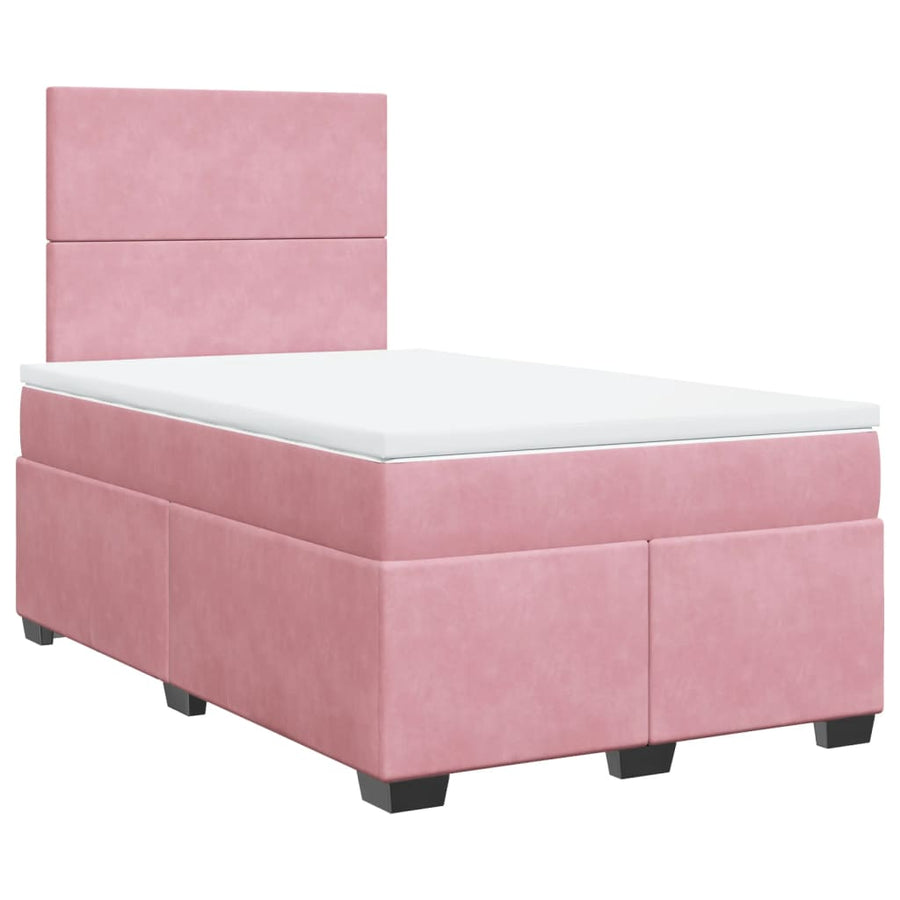 Boxspring met matras fluweel roze 120x190 cm