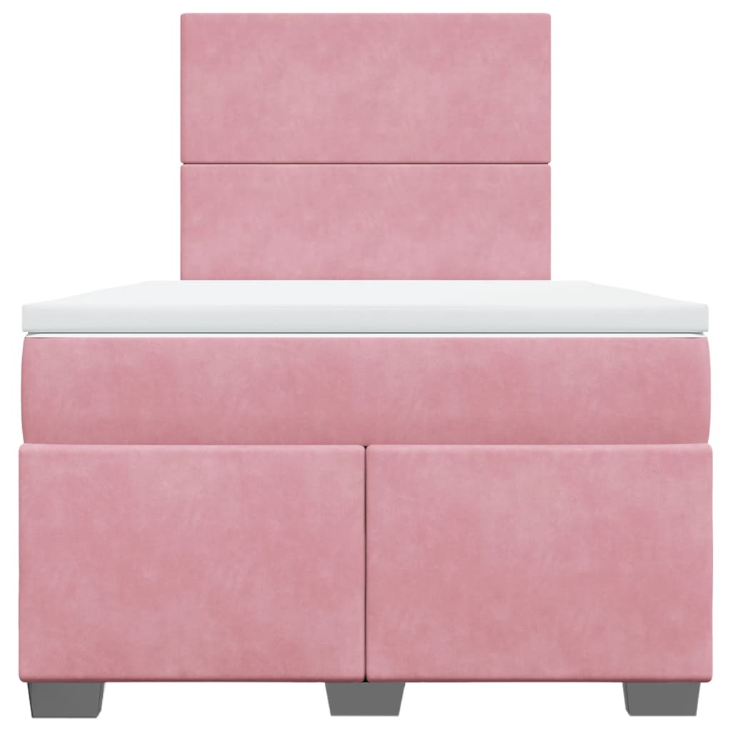 Boxspring met matras fluweel roze 120x190 cm