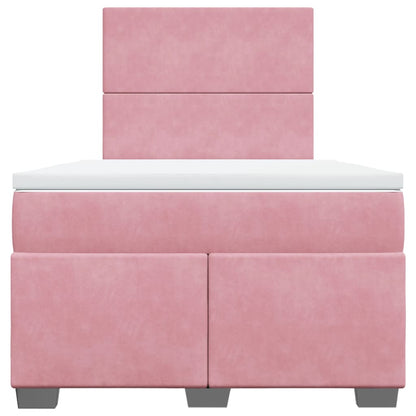 Boxspring met matras fluweel roze 120x190 cm