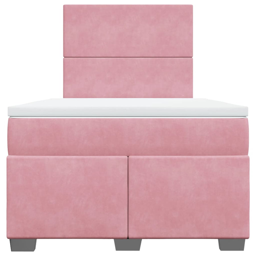 Boxspring met matras fluweel roze 120x190 cm