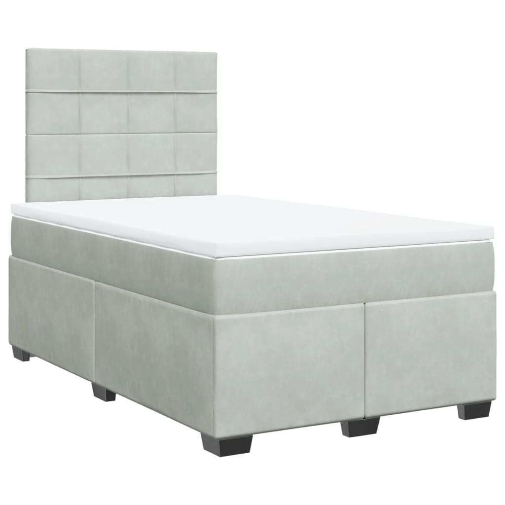 Boxspring met matras fluweel lichtgrijs 120x190 cm