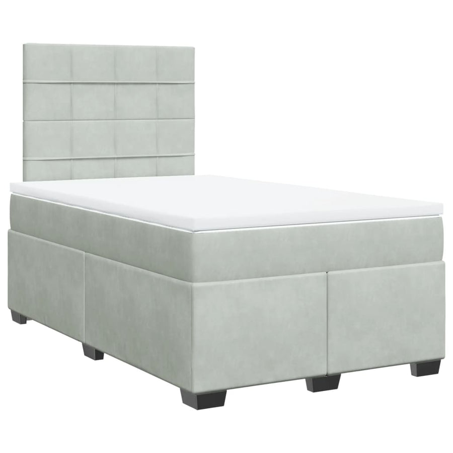 Boxspring met matras fluweel lichtgrijs 120x190 cm