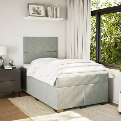 Boxspring met matras fluweel lichtgrijs 120x190 cm