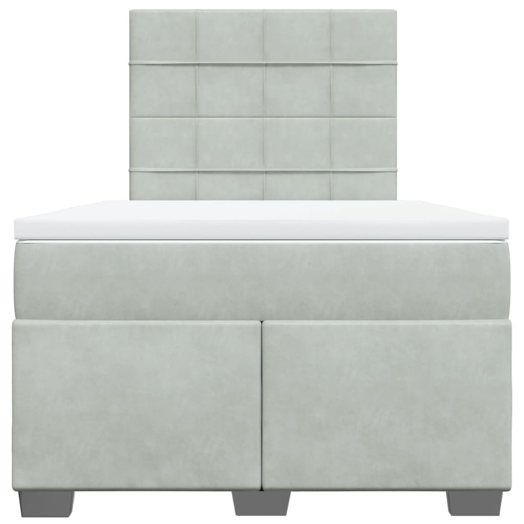 Boxspring met matras fluweel lichtgrijs 120x190 cm