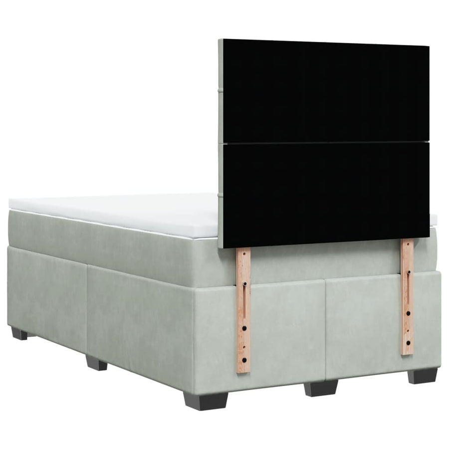 Boxspring met matras fluweel lichtgrijs 120x190 cm