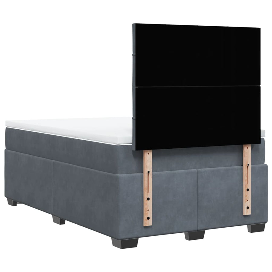 Boxspring met matras fluweel donkergrijs 120x190 cm