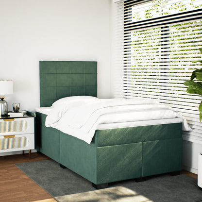 Boxspring met matras fluweel donkergroen 120x190 cm