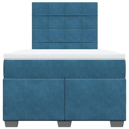 Boxspring met matras fluweel blauw 120x190 cm