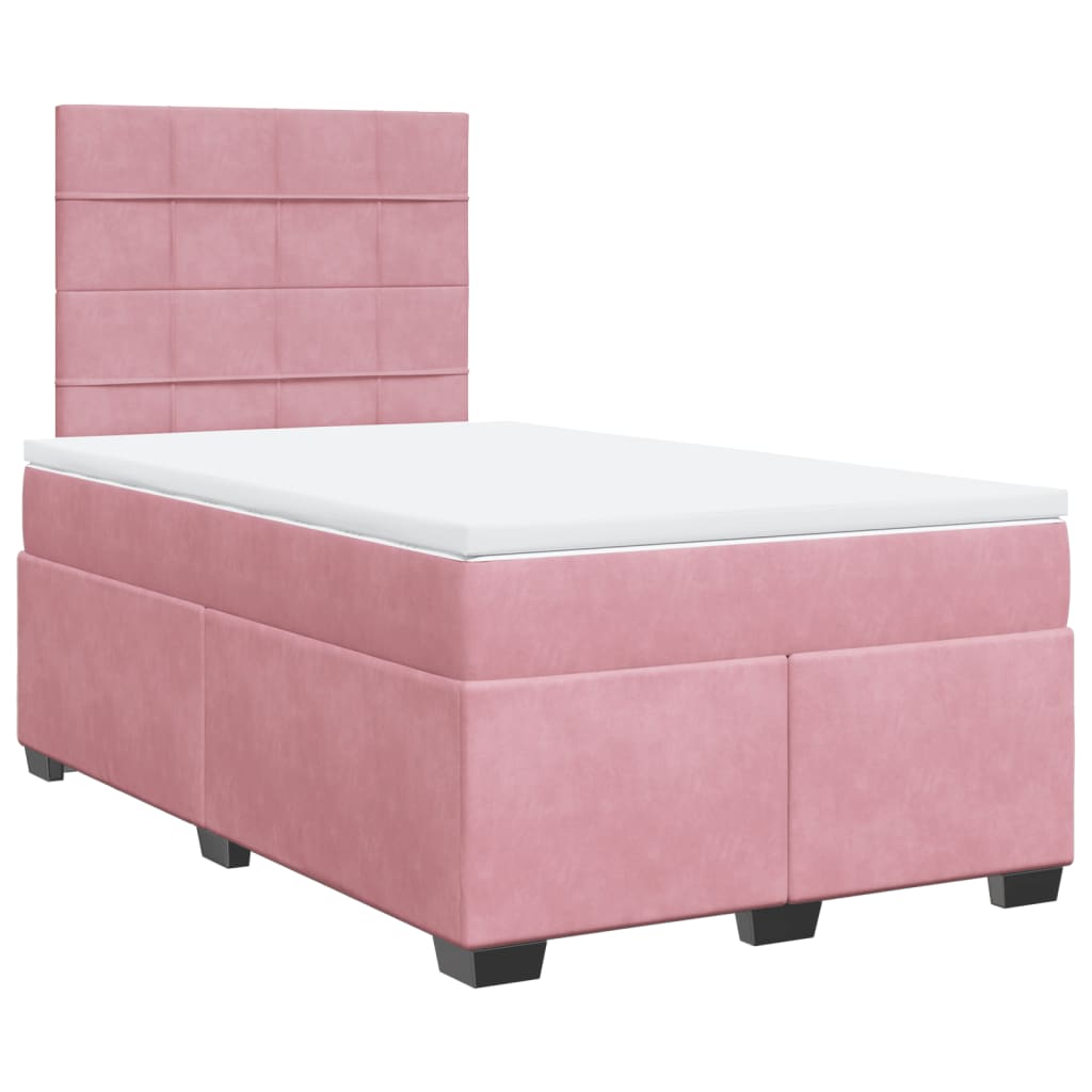 Boxspring met matras fluweel roze 120x190 cm