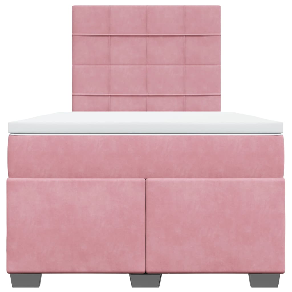 Boxspring met matras fluweel roze 120x190 cm