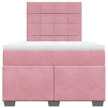 Boxspring met matras fluweel roze 120x190 cm
