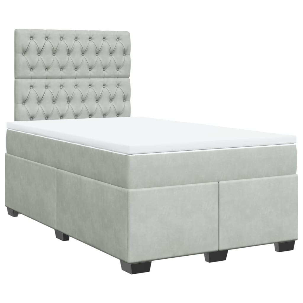 Boxspring met matras fluweel lichtgrijs 120x190 cm
