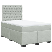 Boxspring met matras fluweel lichtgrijs 120x190 cm