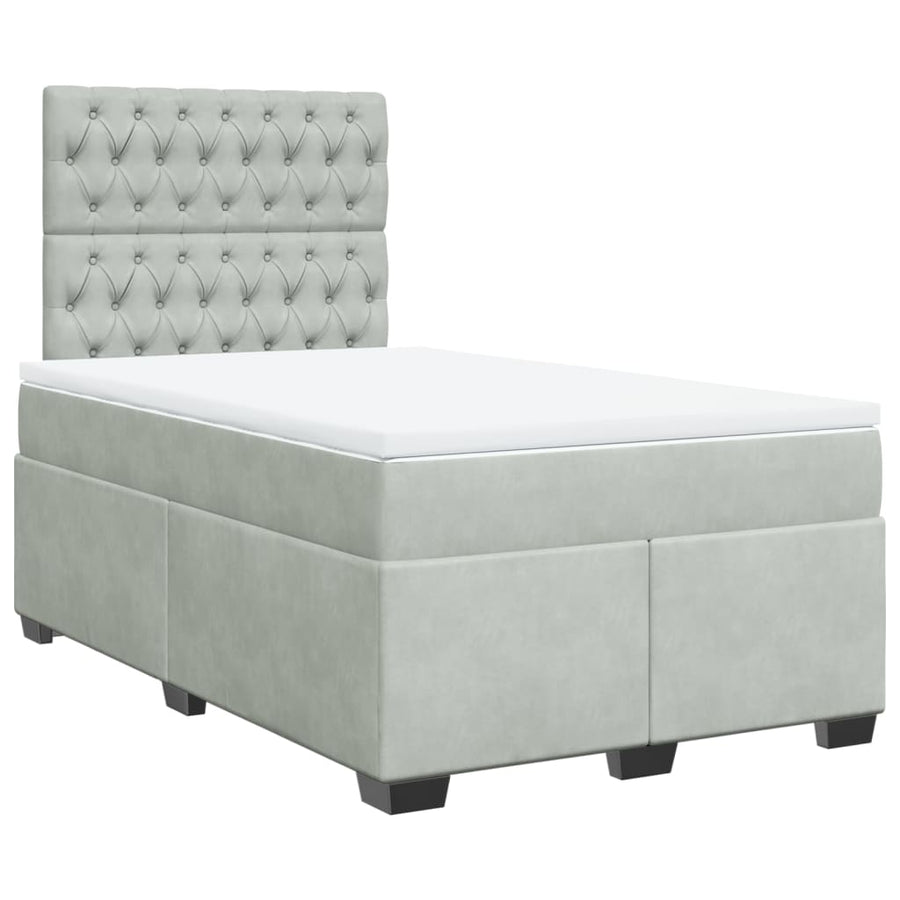 Boxspring met matras fluweel lichtgrijs 120x190 cm