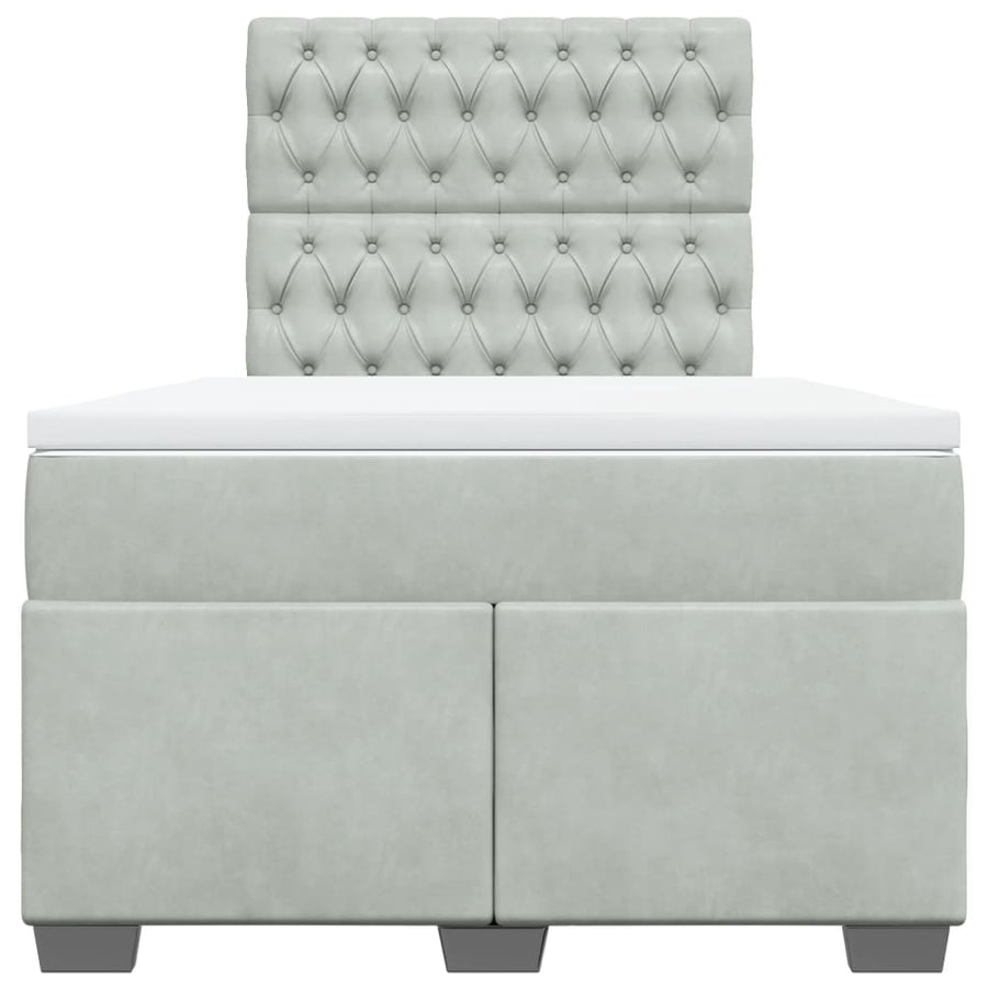 Boxspring met matras fluweel lichtgrijs 120x190 cm