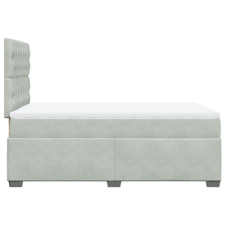 Boxspring met matras fluweel lichtgrijs 120x190 cm