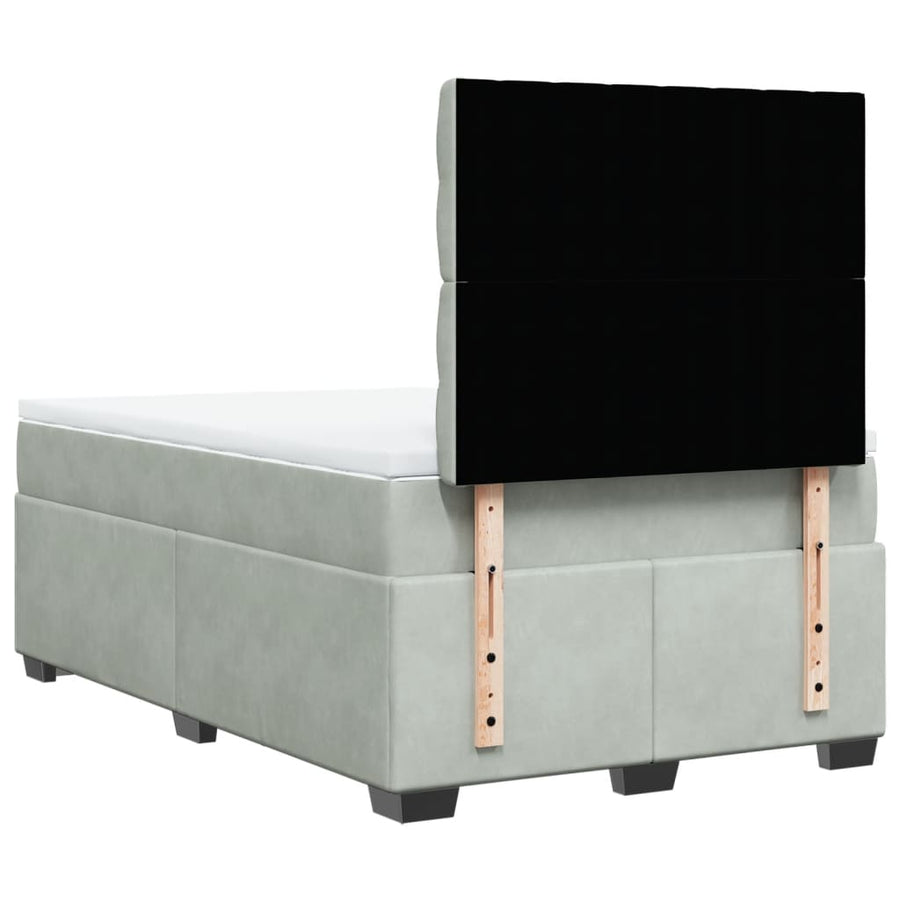 Boxspring met matras fluweel lichtgrijs 120x190 cm
