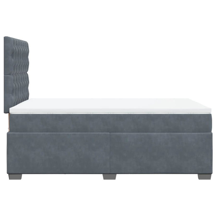 Boxspring met matras fluweel donkergrijs 120x190 cm