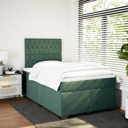 Boxspring met matras fluweel donkergroen 120x190 cm
