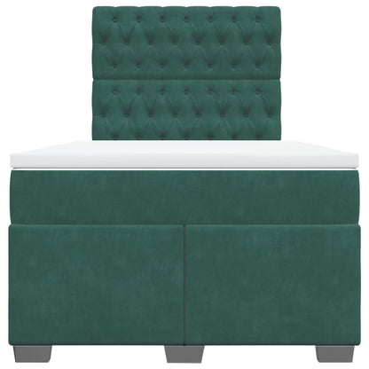 Boxspring met matras fluweel donkergroen 120x190 cm