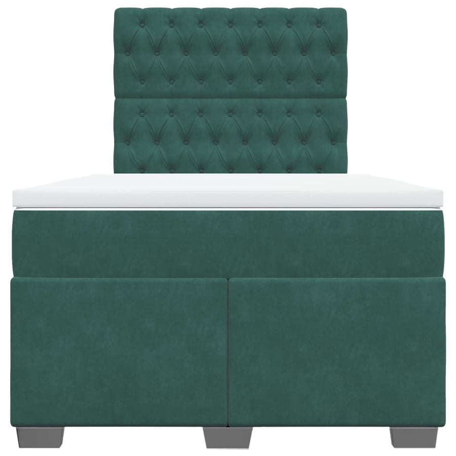 Boxspring met matras fluweel donkergroen 120x190 cm