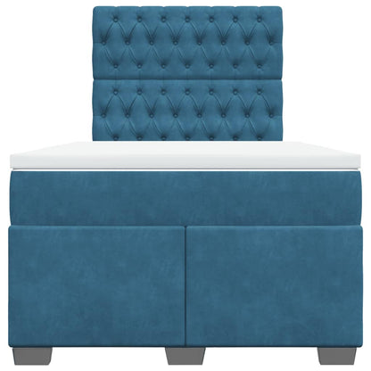 Boxspring met matras fluweel blauw 120x190 cm