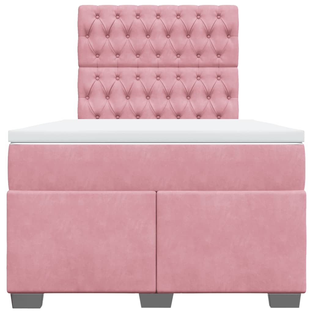 Boxspring met matras fluweel roze 120x190 cm