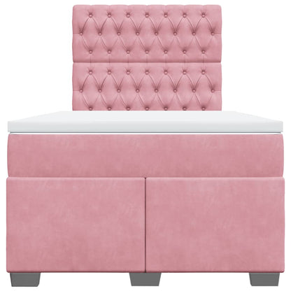 Boxspring met matras fluweel roze 120x190 cm