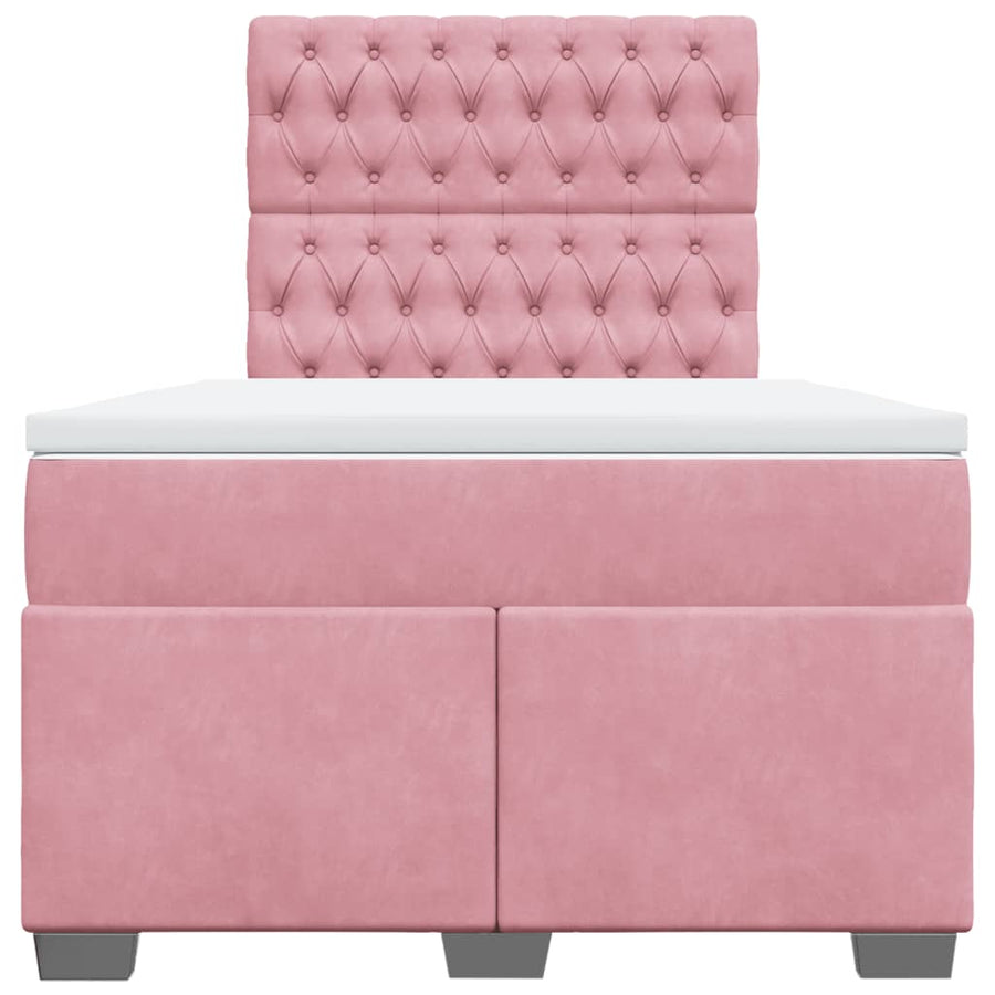 Boxspring met matras fluweel roze 120x190 cm