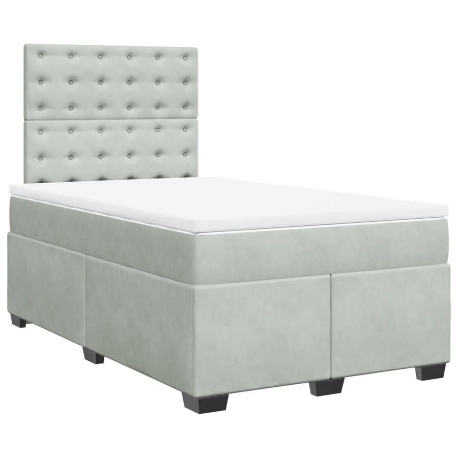 Boxspring met matras fluweel lichtgrijs 120x190 cm