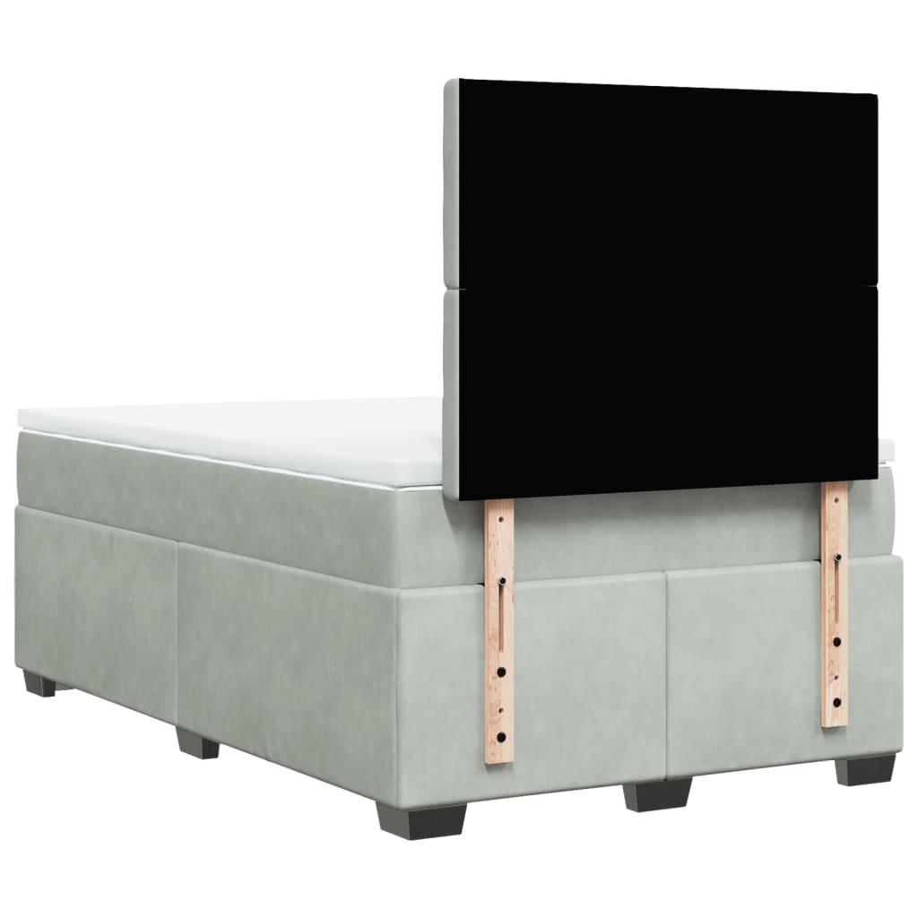 Boxspring met matras fluweel lichtgrijs 120x190 cm